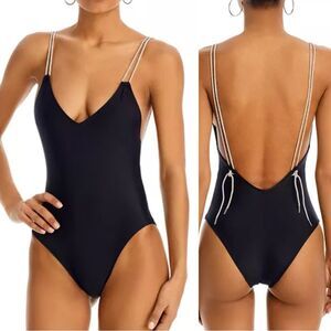 Nwt Solid & Striped
The Lynn Blackout One Piece Swimsuit Black Rhinestone